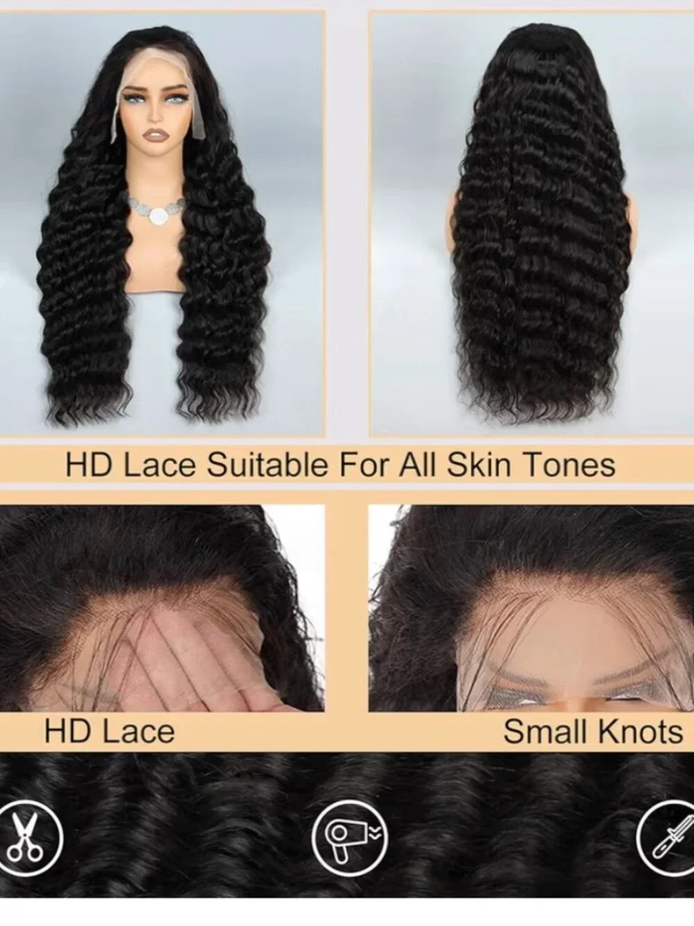 200% Density Loose Wave Full Lace Frontal Wig 100% Human Hair